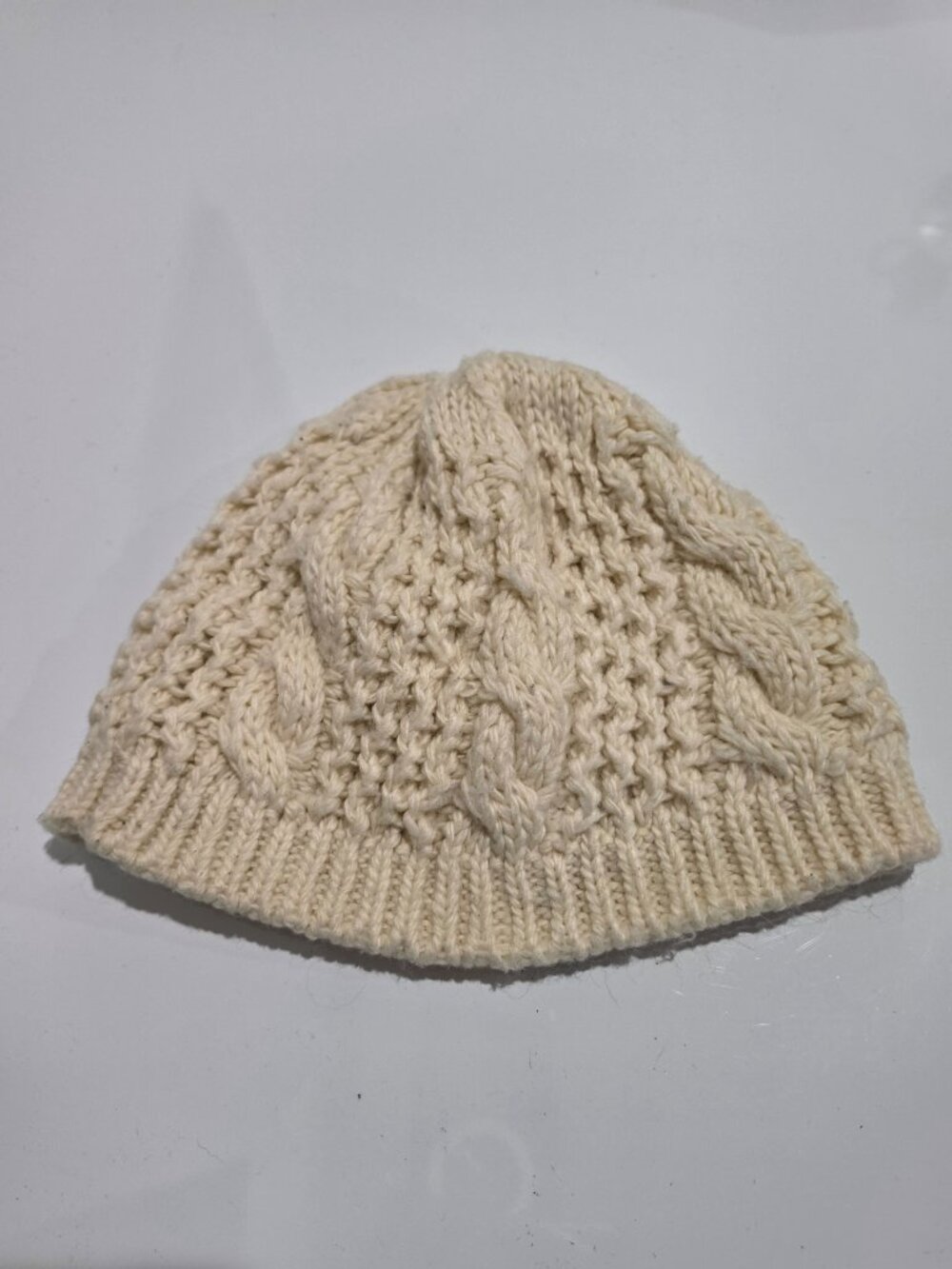 The North Face Cable Minna Beanie Cream Off-White Knit Fleece-Lined Winter Hat O - Picture 4 of 11
